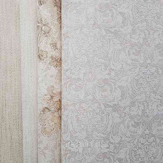Шпалери метрові вінілові на флізелін Yuanlong Samsara східний малюнок вензелі завитки бежеві сріблясті Київ
