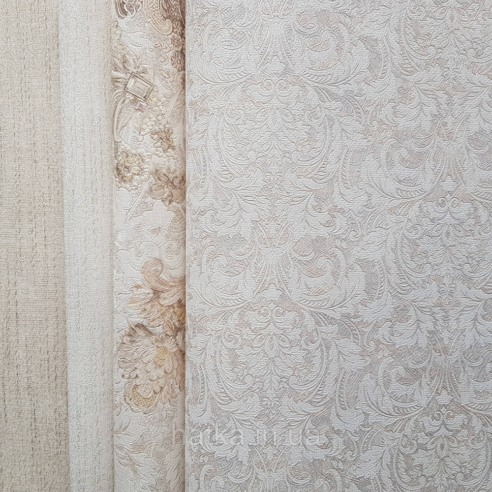 Шпалери метрові вінілові на флізелін Yuanlong Samsara східний малюнок вензелі завитки бежеві сріблясті Київ - фото 1