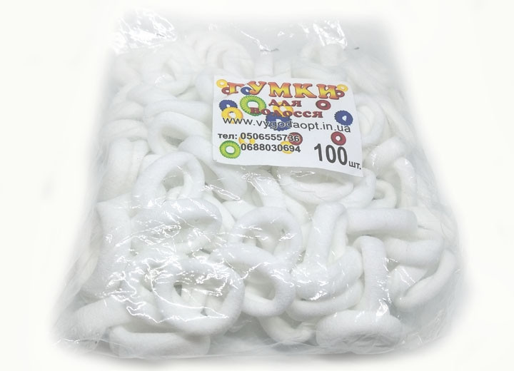 Детские резинки для волос белые набор 100 шт Киев - изображение 1