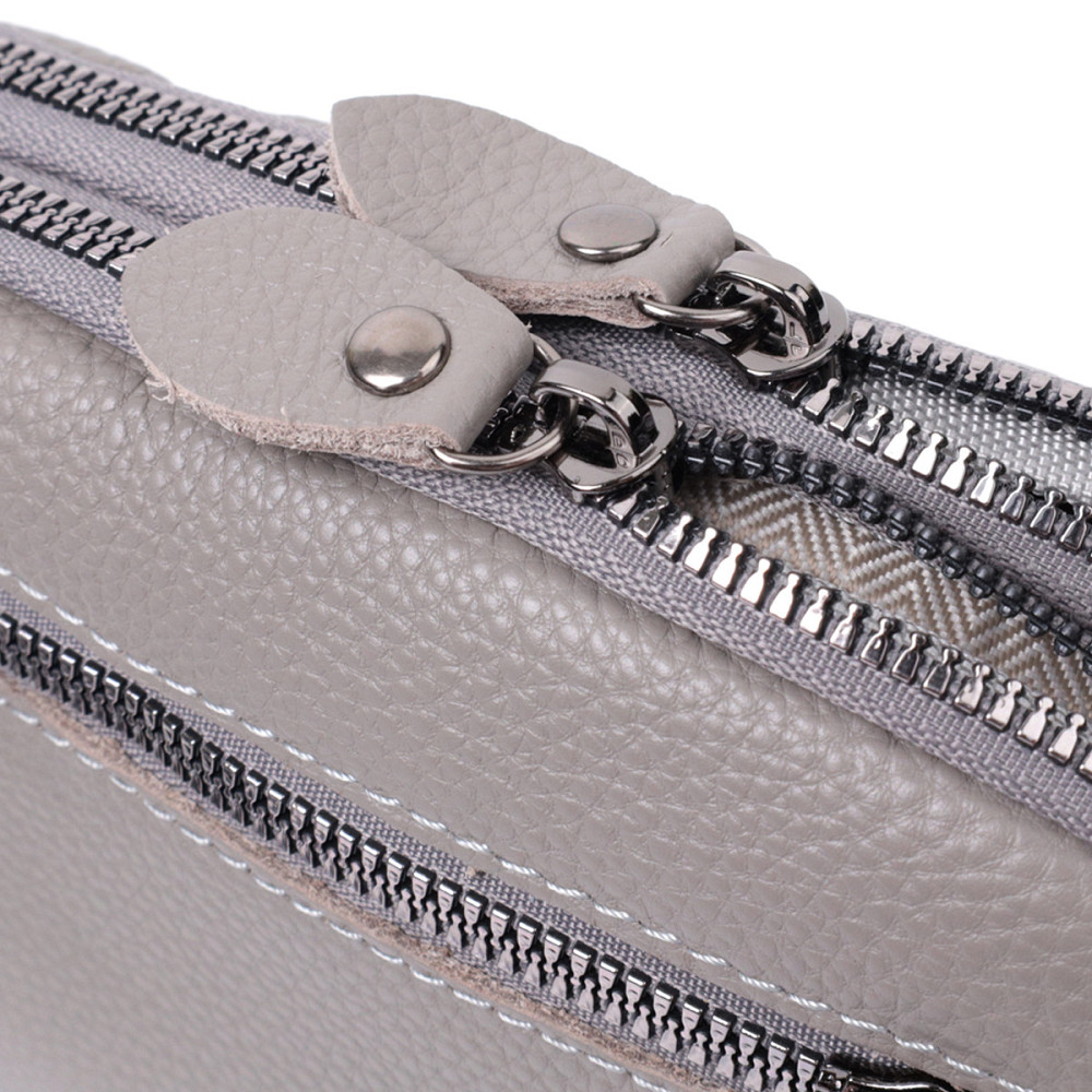 Зручна жіноча сумка прошита ромбами на лицьовій стороні з натуральної шкіри Vintage 22810 Сірий Київ - фото 9