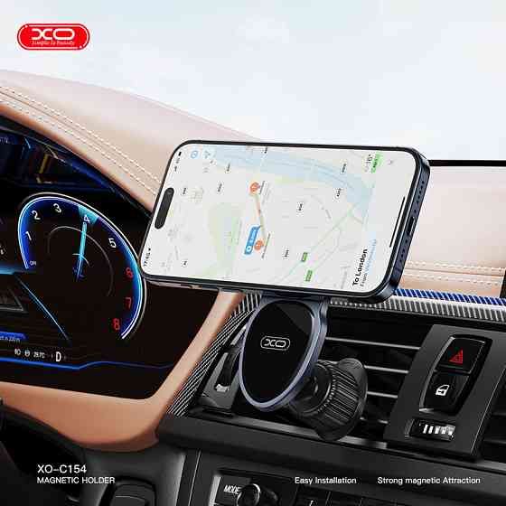 Тримач телефону автомобільний XO C155 Round Drip Magnetic Air Vent чорний Львів