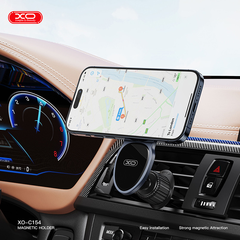 Тримач телефону автомобільний XO C155 Round Drip Magnetic Air Vent чорний Львів - фото 5
