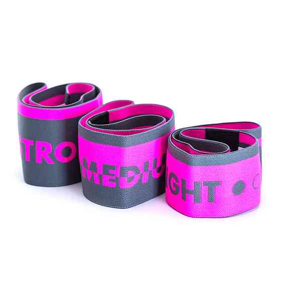 Набір тканинних резинок для фітнесу та спорту MadMax MFA-305 Hiploop set 3 pcs. Grey/Pink Кам'янське