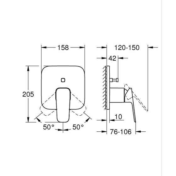 Змішувач одноважільний прихованого монтажу для ванни Grohe Cubeo з перемикачем на 2 положення  ( 1017782430 ) Харьков