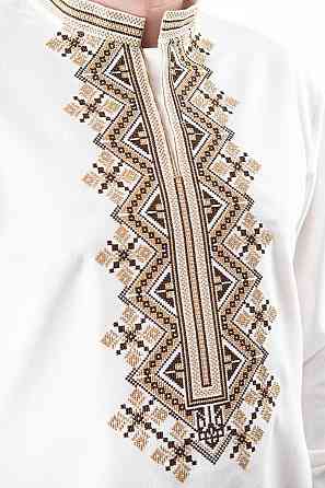 Вышиванка мужская,  льняная, молочная лен Юрма одяг, топ Киев