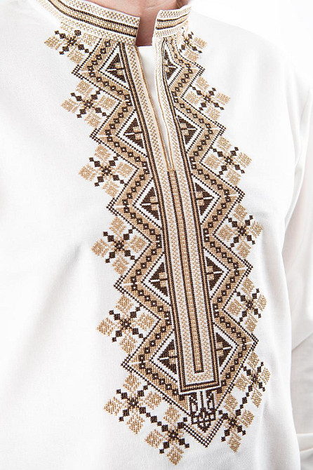 Вышиванка мужская,  льняная, молочная лен Юрма одяг, топ Киев - изображение 2