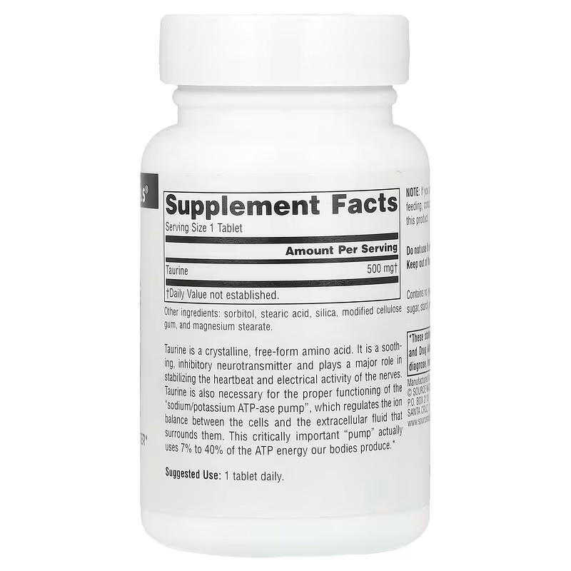 Таурин Source Naturals Taurine 500 мг 60 таблеток Луцьк - фото 2