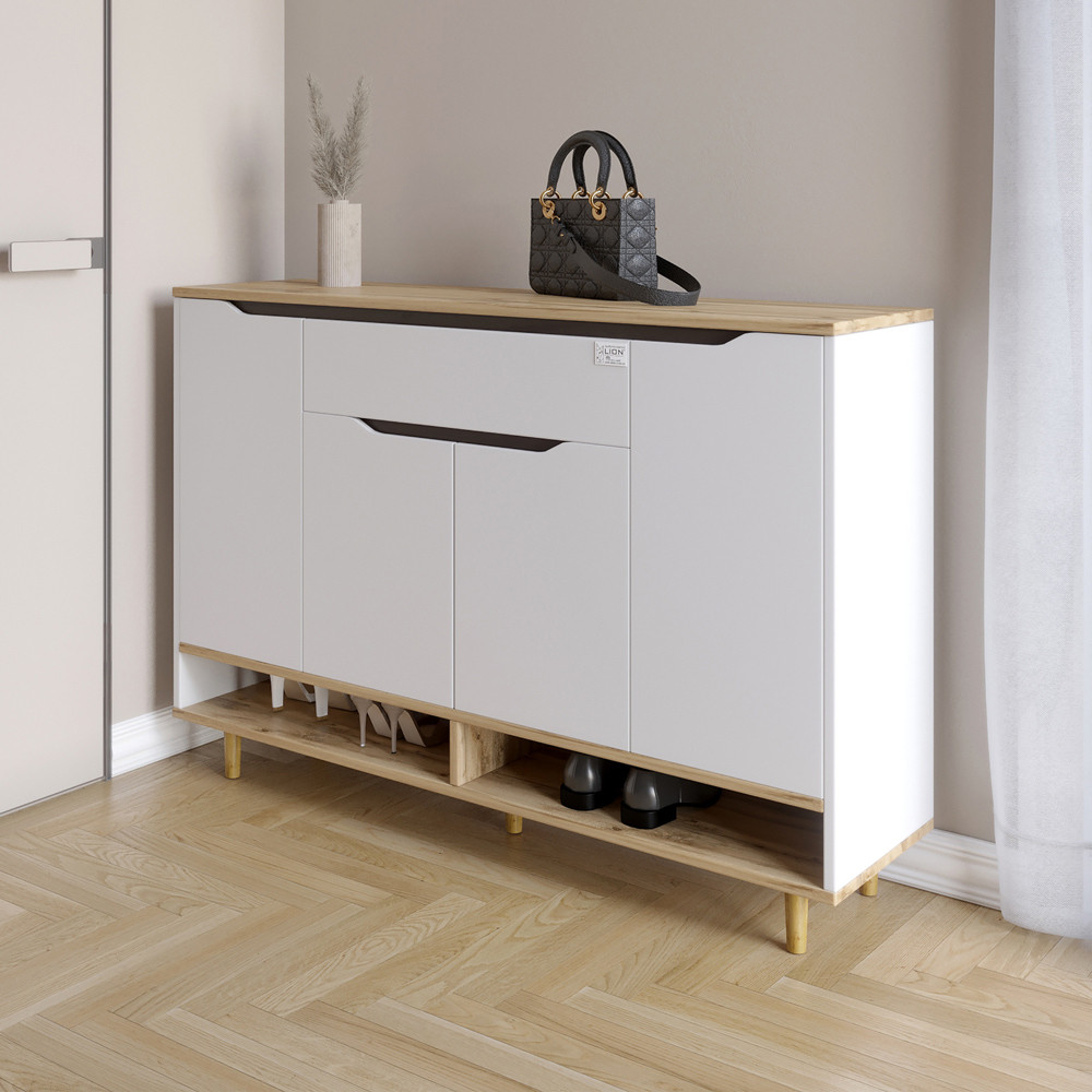 Комод у передпокій з полицею для взуття LION Салліван Тумба-2 Німфея альба/Дуб Аппалачі (LION-041007) Львів - фото 1