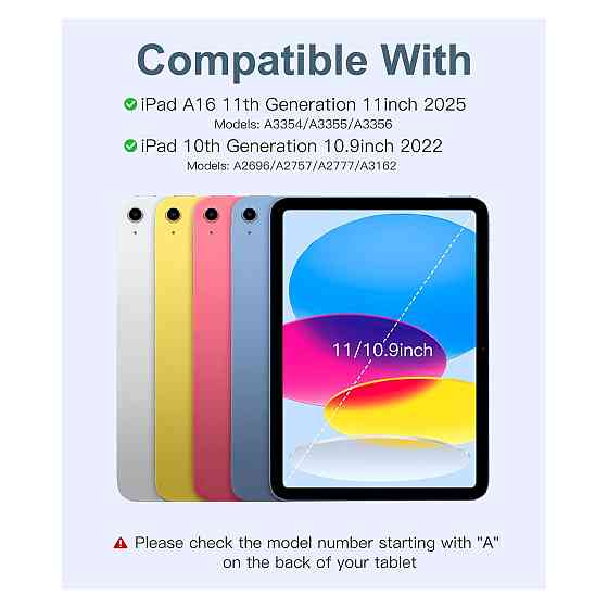 Чохол-клавіатура Vobafe для iPad A16 (11/10.9") Синій QWERTY підсвітка 7 кольорів знімна чохол з тримачем для Apple Pencil Київ
