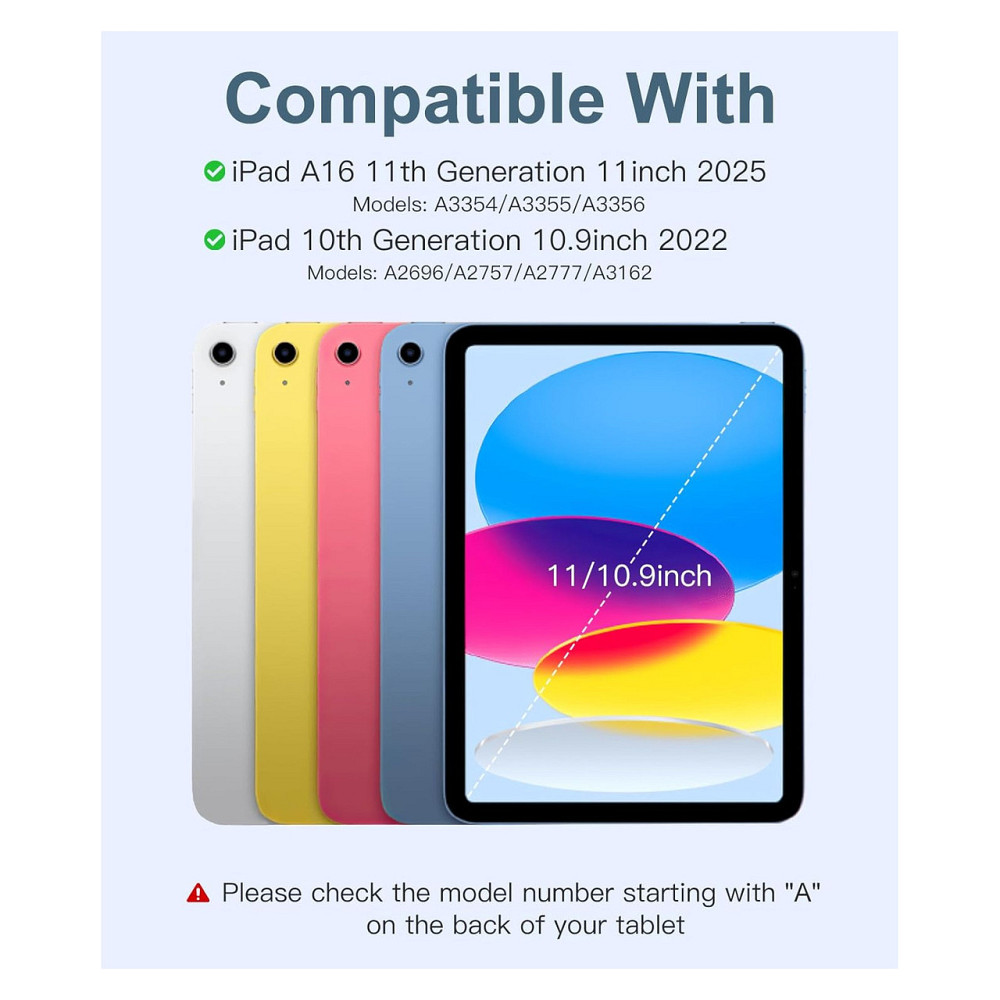 Чохол-клавіатура Vobafe для iPad A16 (11/10.9") Синій QWERTY підсвітка 7 кольорів знімна чохол з тримачем для Apple Pencil Київ - фото 5