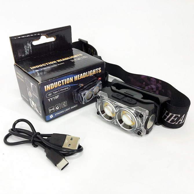 Фонарь на голову диодный YY-19F-2XPE(white)+2COB(yellow), Мощный аккумуляторный фонарик на голову SN-82 Львов - изображение 4