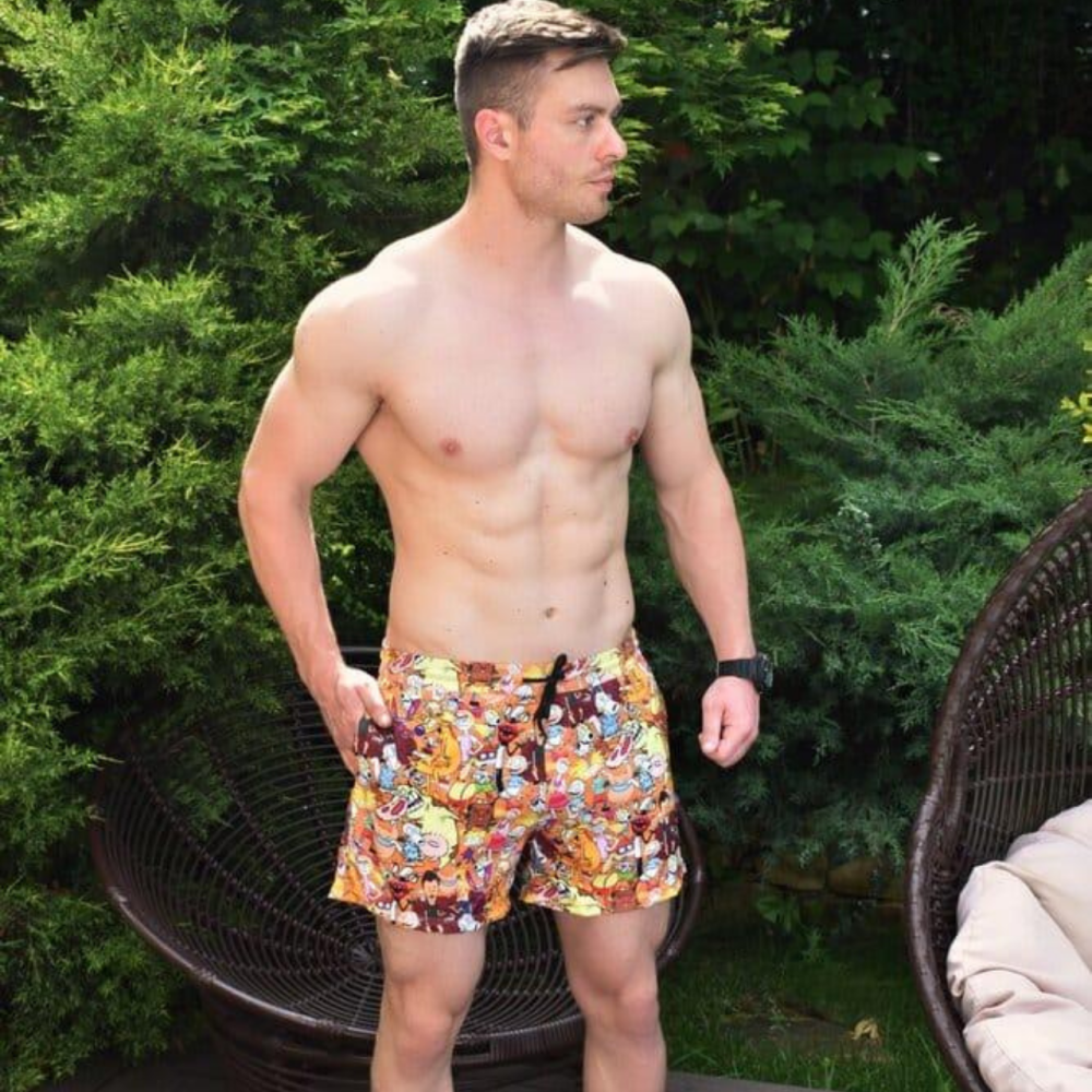 Короткі чоловічі шорти пляжні для купання та плавання з принтом Pobedov Pool day Multiki Помаранчевий Одеса - фото 1