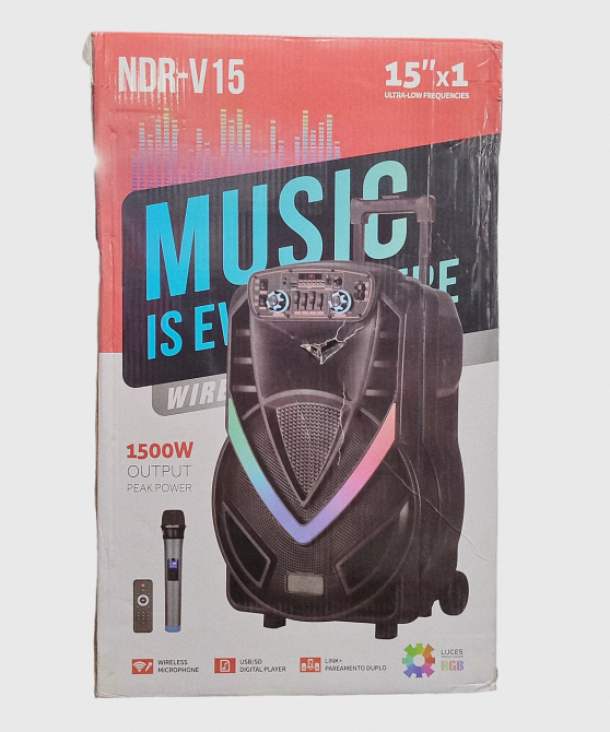 Беспроводная уличная Bluetooth колонка NDR-V15 1500Вт (динамик 40 Вт) 15 дюймов Винница - изображение 6