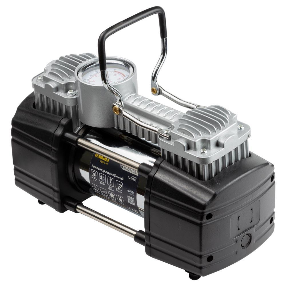 Компресор автомобільний 12 В 300 Вт 25 А 60 л/хв 10бар сумка перехідник на клеми SIGMA (6170281) Київ - фото 4