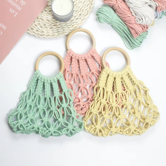 Набір макраме для ручного в'язання ажурної плетеної сумки 29х26 см для рукоділля та творчості колір жовтий Кам'янець-Подільський