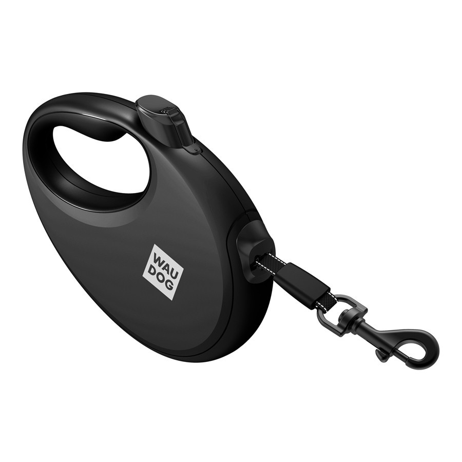 Поводок-рулетка для собак WAUDOG R-leash с контейнером для пакетов, светоотражающая лента, L, до 40 кг, 5 м, черный Киев - изображение 6