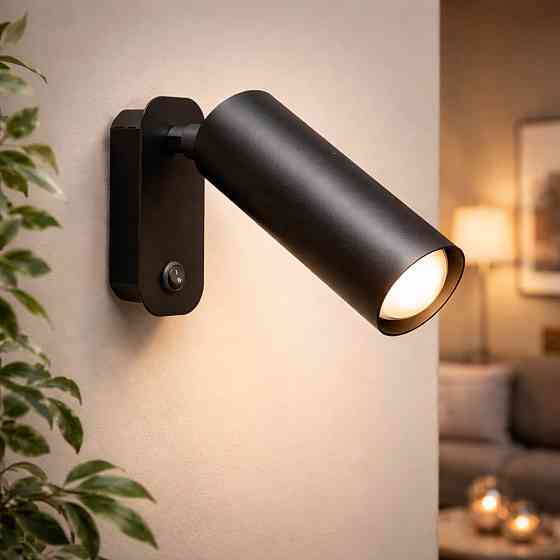 Світильник настінний MSK Electric Focus чорний з кнопкою вимикача під лампу Е27 NL 13050-1 BK Одеса