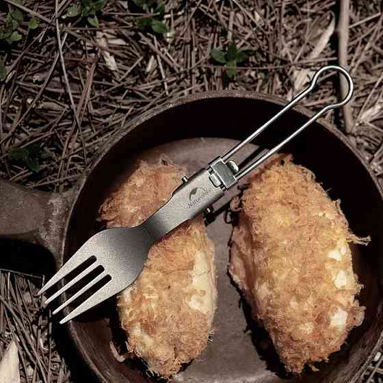 Титановая складная вилка Naturehike NH19C001-J с мешочком (Серая) Винница