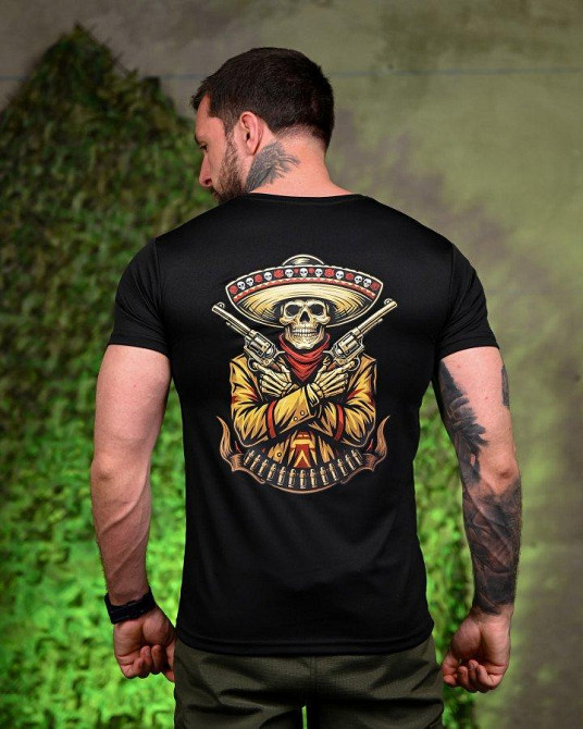 Тактическая мужская потоотводящая футболка картинка принт Мексиканец черная 56 Одесса - изображение 1