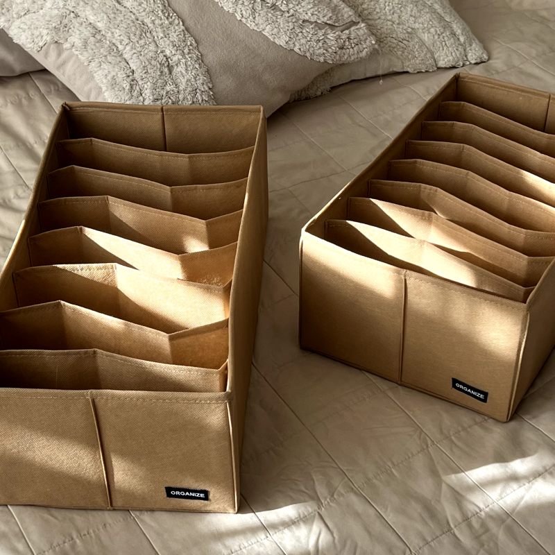 Ящик для зберігання на вісім відділень 40х25х16 см HY-40-Bezh (Бежевий) Суми - фото 5