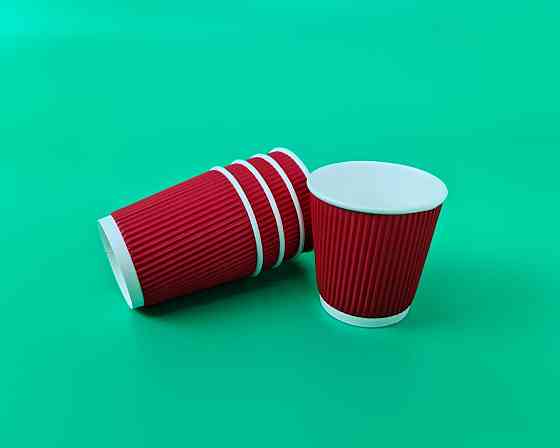 Паперові одноразові склянки гофровані 110 мл КРАСНИЙ Харків (25 шт.) Харків