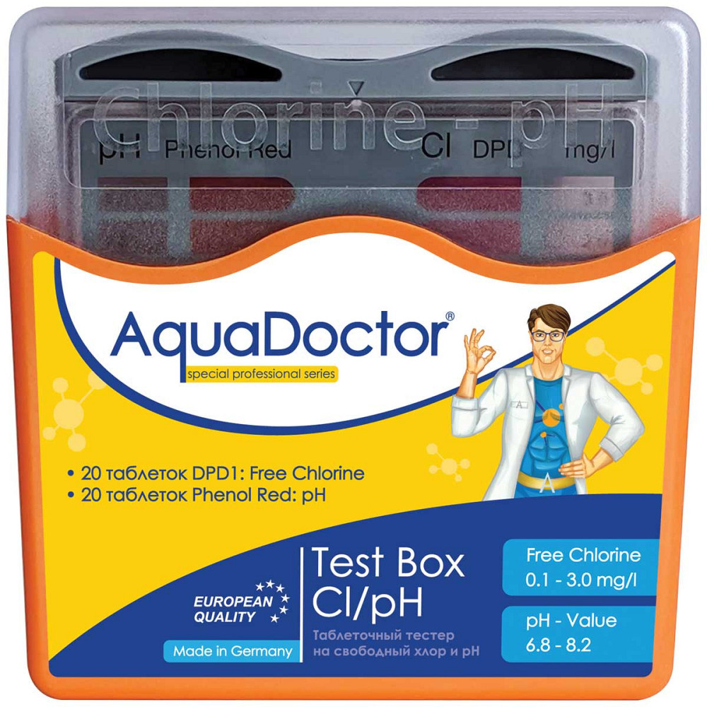 Тестер для басейну AquaDoctor Test Box Cl/pH (хлор рН) Київ - фото 1