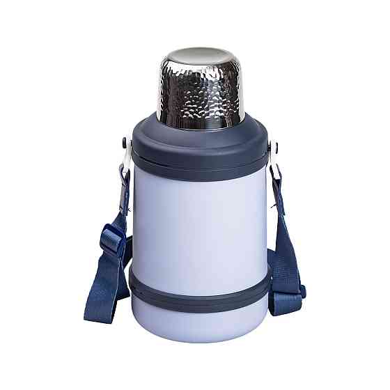 Термос Vacuum Cup 1.5 літра з ремінцем і складною ручкою темно-синій HP-14-21BL Київ