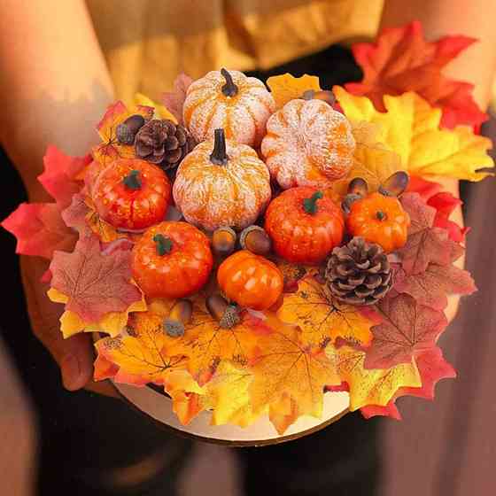 Маленькие тыквы на Хэллоуин 12 штук 45 мм оранжевый Киев