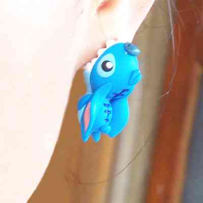 Сережки дитячі Стіч із полімерної глини 3 см блакитний Київ