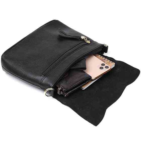 Невелика жіноча шкіряна сумка Чорний (Vintage) Київ