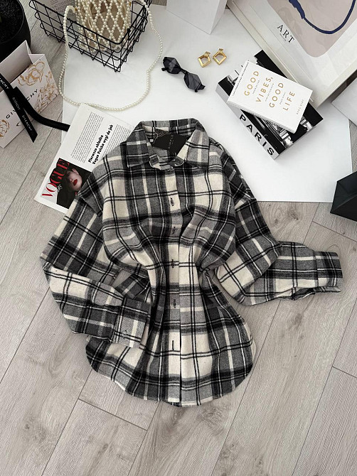 Жіноча тепла звичайна сорочка вільного крою турецький кашемір Сірий Одеса - фото 1