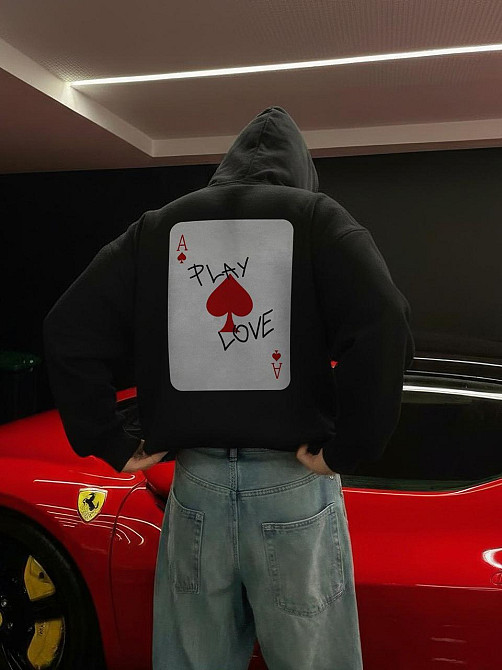 Худі з принтом «Play Love/Ace of Spades» Чорний, XL Чернівці - фото 1
