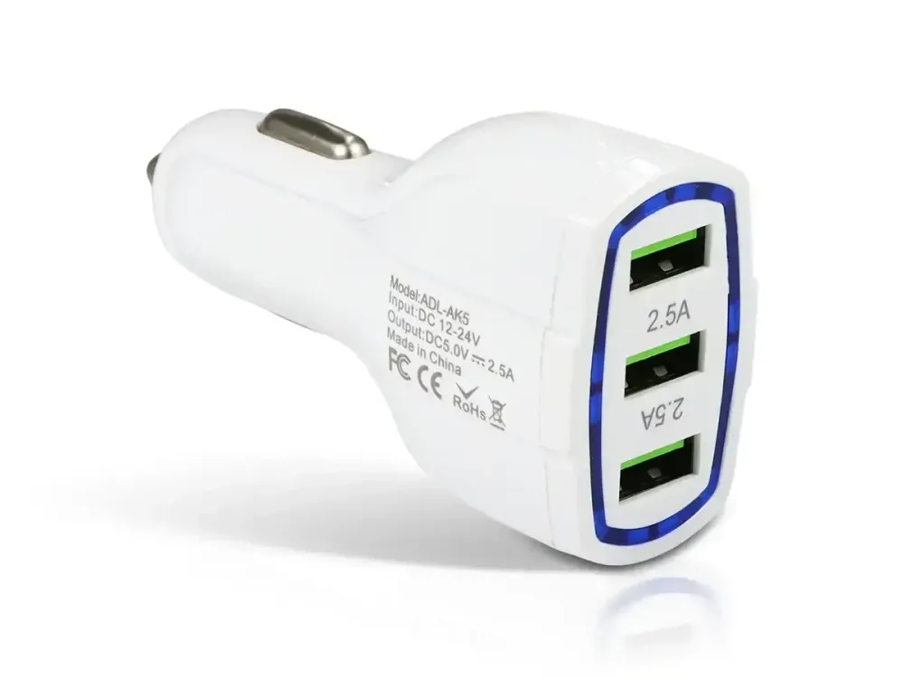 Зарядний пристрій автомобільний 12В 2,5А QC3.0 з 3 USB портами ADL-AK5 для швидкого заряджання гаджетів Одеса - фото 2