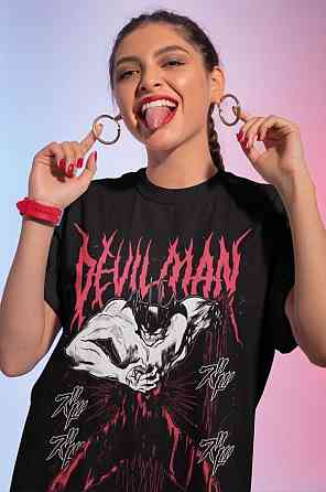 Футболка мужская аниме Девилман Крйбабй Аниме Акира оверсайз (S/M/L) Черний AnimeJ0948 Днепр