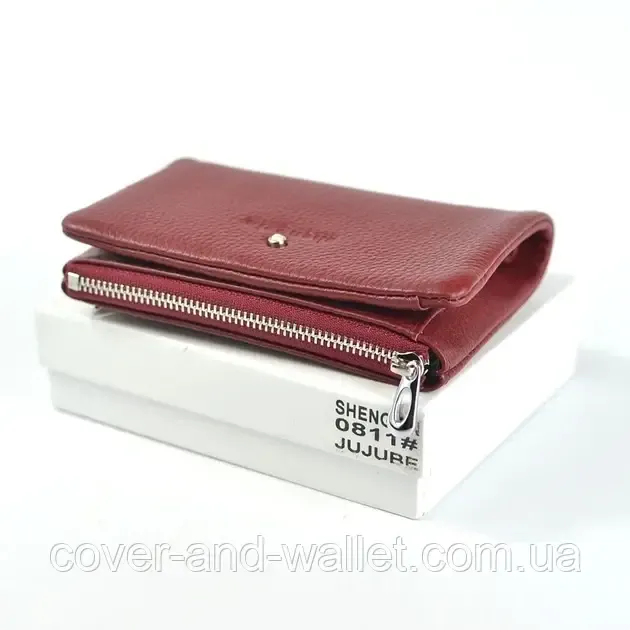 Стильний жіночий шкіряний гаманець невеликого розміру червоно-чорний Helen Verde 0811 Київ - фото 1