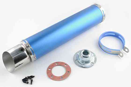 Глушник (тюнінг) 420 * 100mm, кріп. Ø78mm (нержавіюча сталь, синій, прямоток, mod:2) Київ