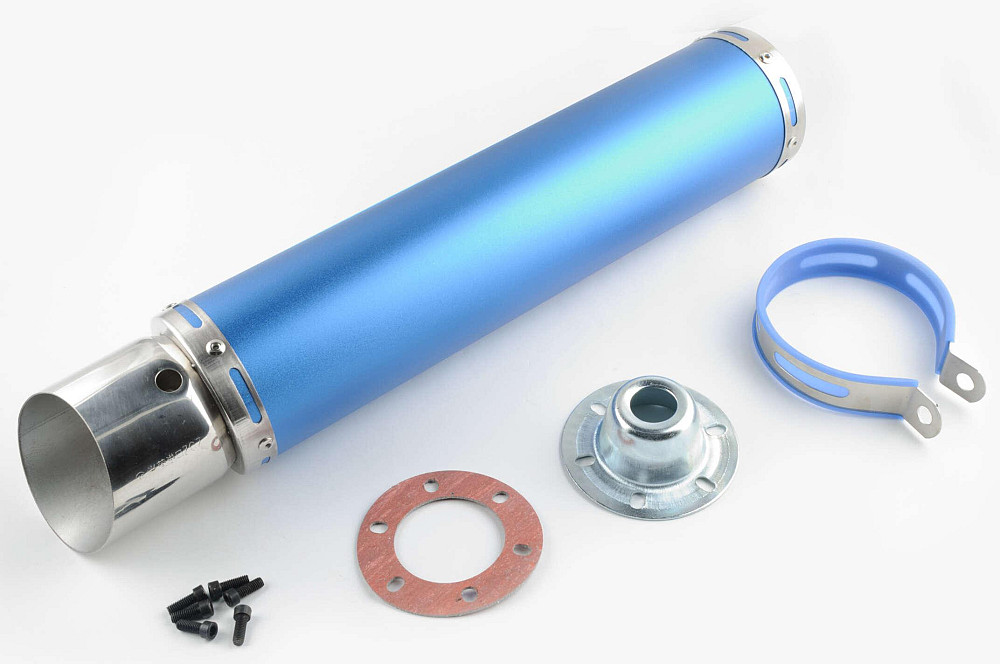 Глушник (тюнінг) 420 * 100mm, кріп. Ø78mm (нержавіюча сталь, синій, прямоток, mod:2) Київ - фото 1