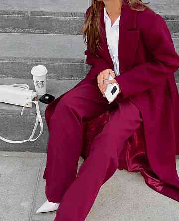 Стильное женское утепленное пальто длина макси кашемир Бордо Одесса