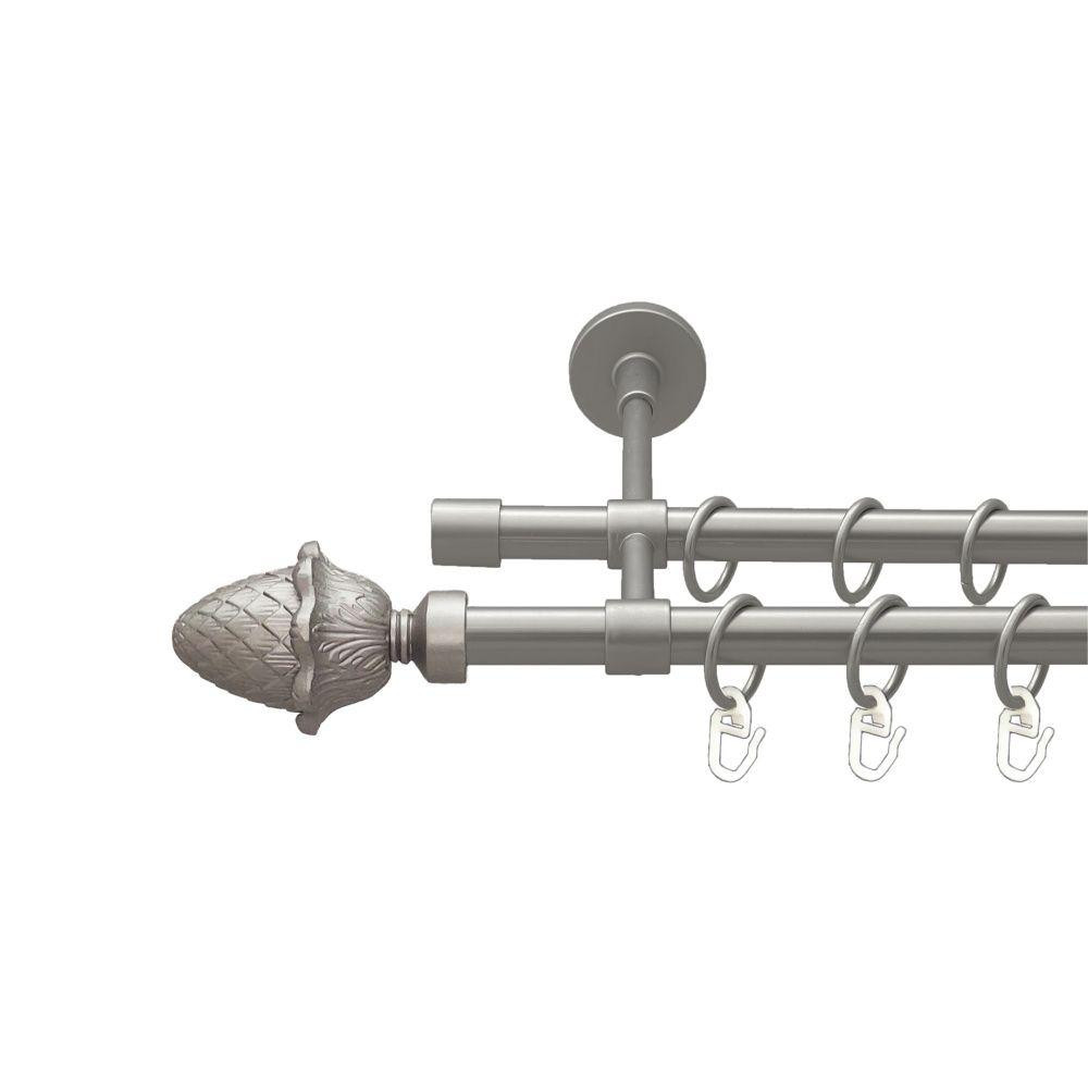 Карниз Orvit Цинара металевий дворядний закритий гладка труба кільце металеве Сатин 16\16 мм 200 см Львов - изображение 1