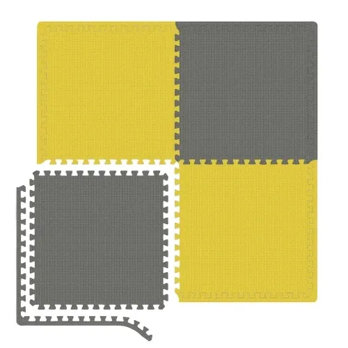 Мат-пазл EVA 1 см - 4 частин Hop-Sport A010 сірий/жовтий Київ