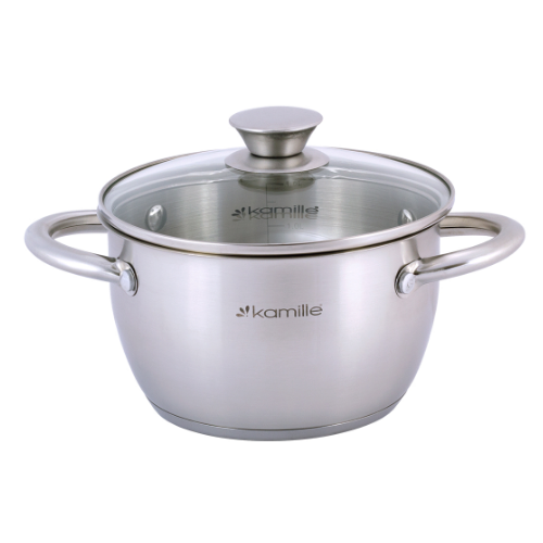 Каструля нержавіюча сталь 1,5л з кришкою порожнисті ручки 4900 KAMILLE Житомир