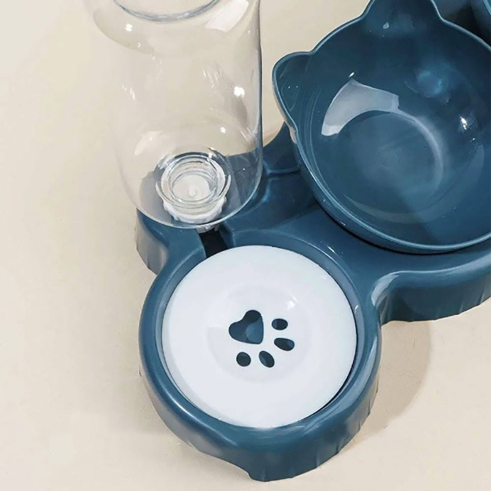 Подвійна миска для кота з автоматичною поїлкою 500 мл / Тарілка для собак і котів на підставці Київ - фото 2