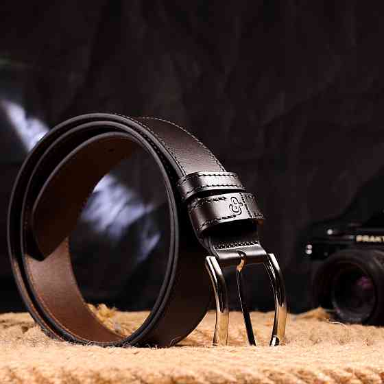 Красивый мужской ремень из натуральной кожи Grande Pelle 21460 Коричневый Киев