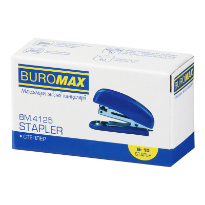 Степлер Buromax пластиковий МІНІ, 10 аркушів, (скоби №10), 61 х 36 х 23 мм, синій (BM.4125-02) Вінниця - фото 5