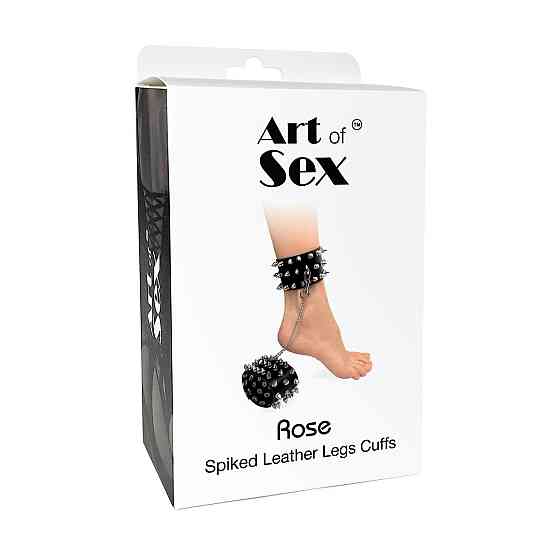 Поножі з шипами з натуральної шкіри Art of Sex, колір чорний Sex Aura Київ