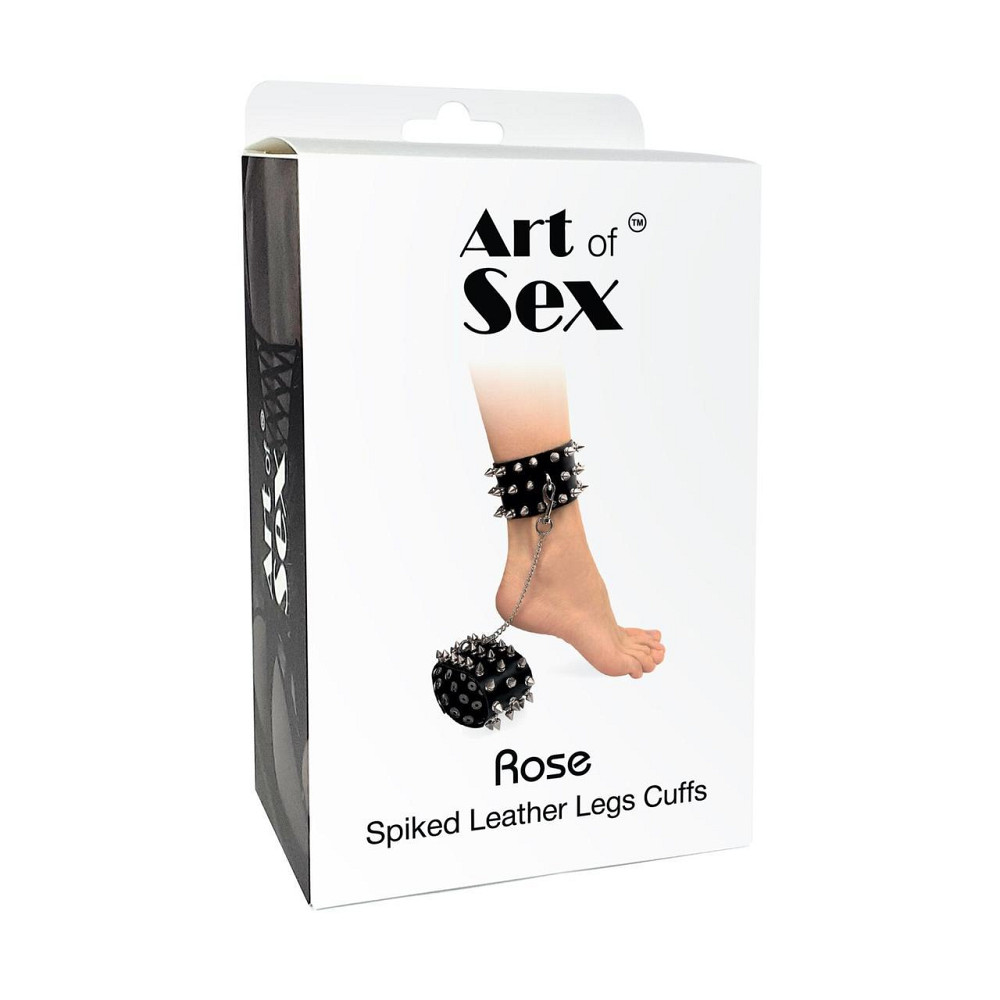 Поножі з шипами з натуральної шкіри Art of Sex, колір чорний Sex Aura Київ - фото 4