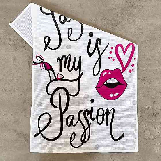 Кухонний рушник рогожка з принтом Fashion is my passion GM Textile 35х61см 180г/м2 (Біло-рожевий) Суми