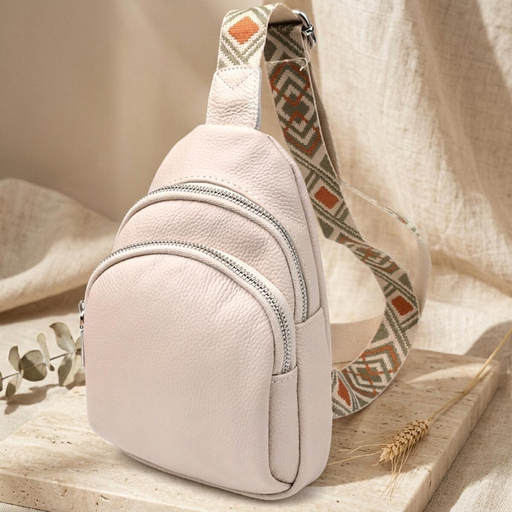 Сумка-слінг із натуральної шкіри для жінок Vintage 22936 Білий Київ - фото 11