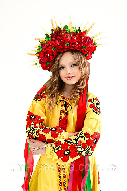 Дитяче вишите лляне плаття "Квіти Праги" р.134-164 Кривий Ріг - фото 2