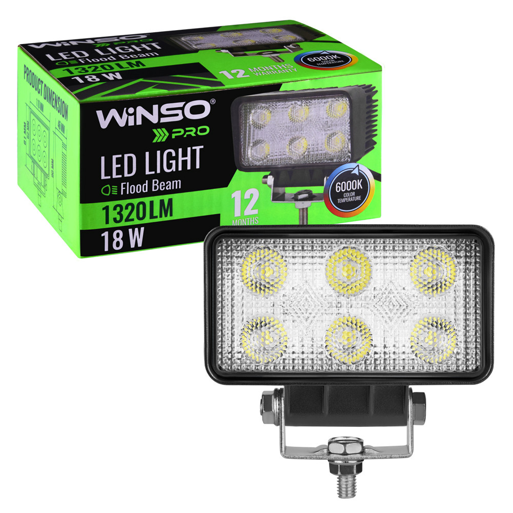 Фара светодиодная Winso Pro Epistar white рассеянный 10-30V, 18W (6x3W), 1шт Львов - изображение 3